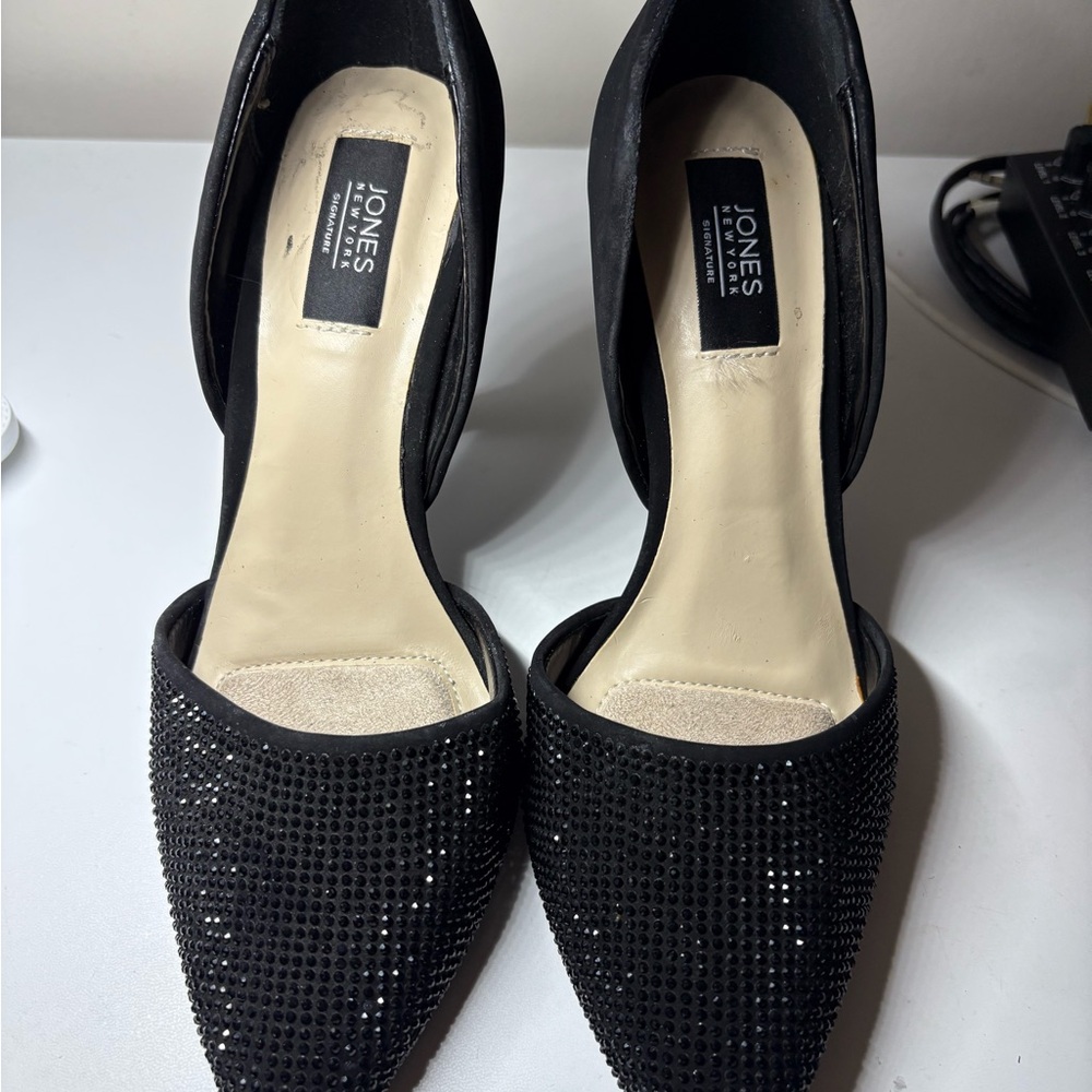 Jones New York Black Heels with Sparkly Embellishments